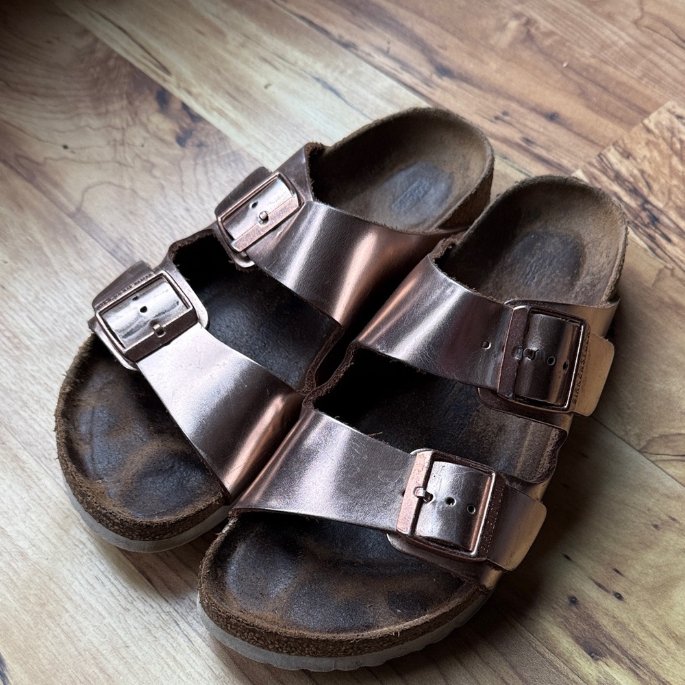 Birkenstock ARIZONA soft footbed Copper metallic Sandals size 39 regular